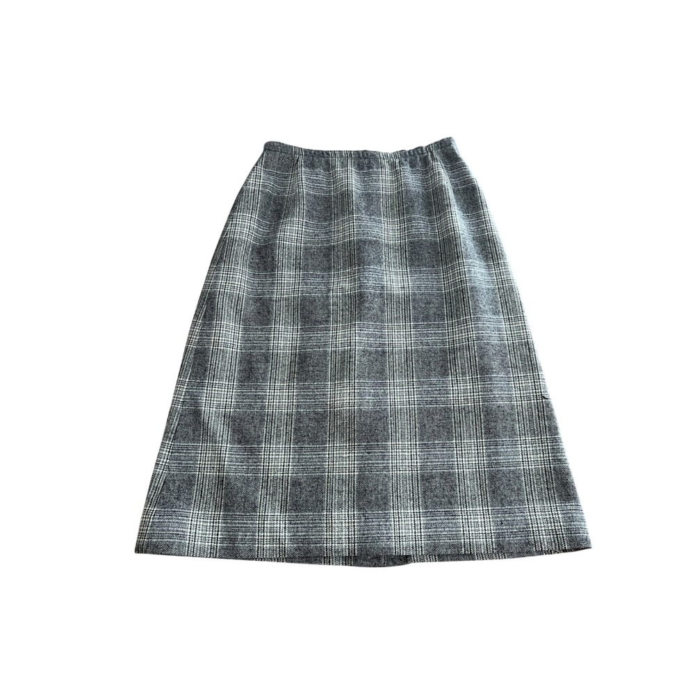 Vintage Pendleton Gray Plaid Virgin Wool Midi Skirt Womens Small 4 6 USA Made